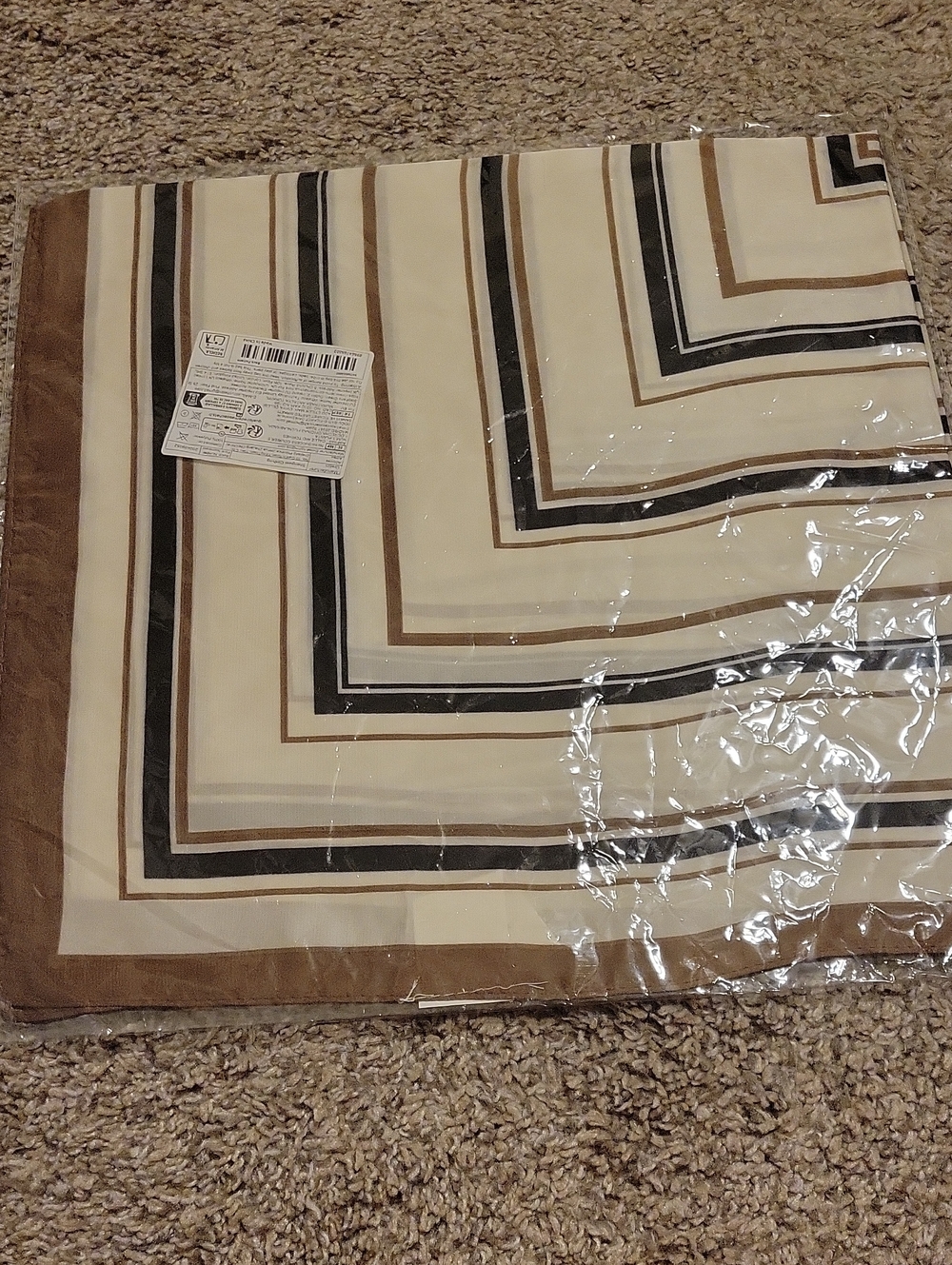 Cream and Brown Geometric Women's Scarf- Modern Striped Design